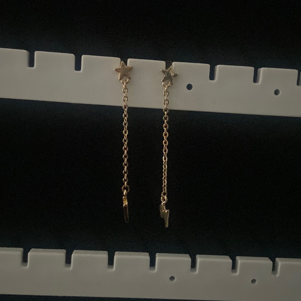 gold star and lighting earrings